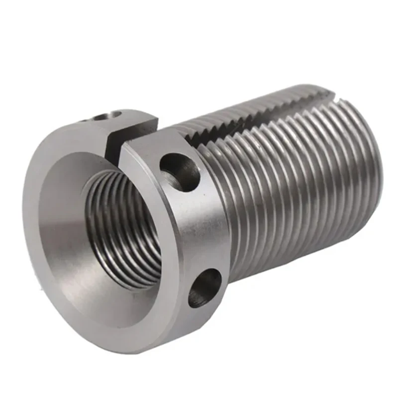 Custom CNC Lathe Turning Machining Stainless Steel Slotted Internal and External Thread Screws