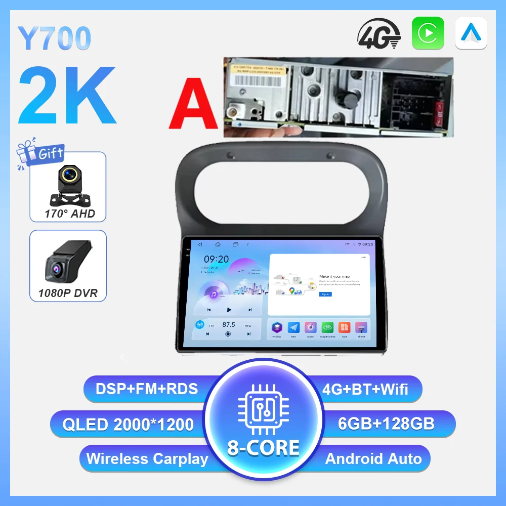 Android 16 Carplay Auto autoradio voor Renault Twingo 1 2005 - 2013 multimediaspeler autoradio Wifi BT scherm GPS navigatie