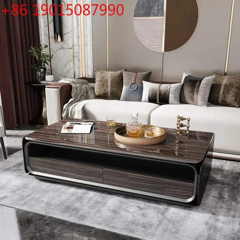 

Cy56 Итальянский легкий роскошный журнальный столик, постмодернистский журнальный столик под дерево, простой длинный журнальный столик, краска для фортепиано