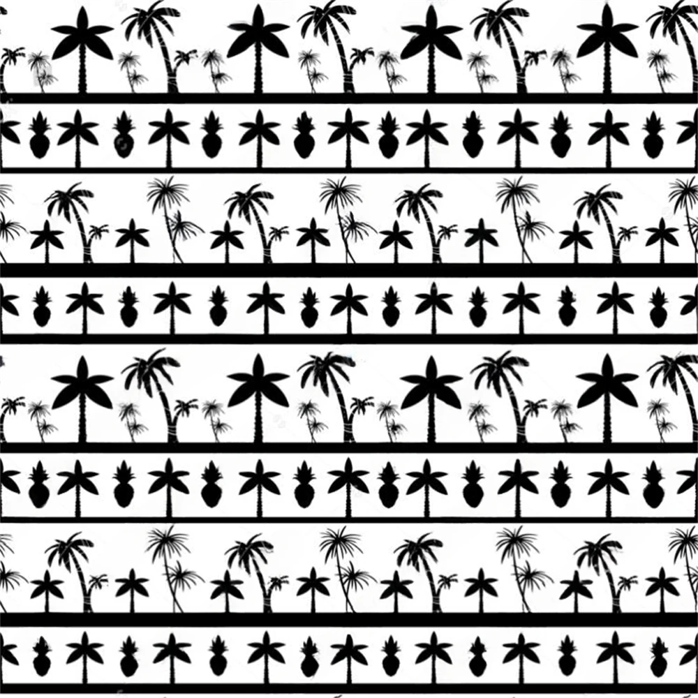 Custom size wallpaper black and white coconut palm tree seamless pattern tropical tree background home decoration 3d wallpaper