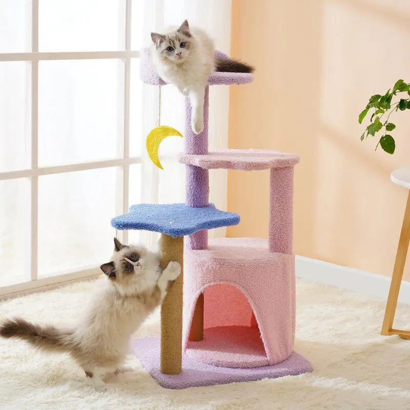 

Wooden Cat Tower Stairs Luxury Climbing Rope Scratcher Cat Tower Things Modern Castle Indoor Rascador De Gatos Things For Cats