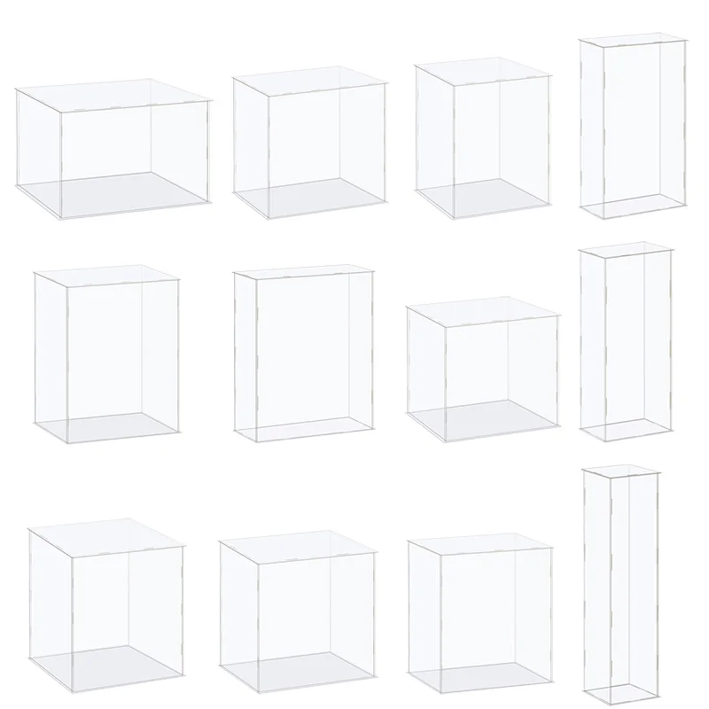 Acrylic Display Case Box Plastic Storage Box Cube Assemble Transparent Dustproof Protection Showcase Collectibles Figures Toys