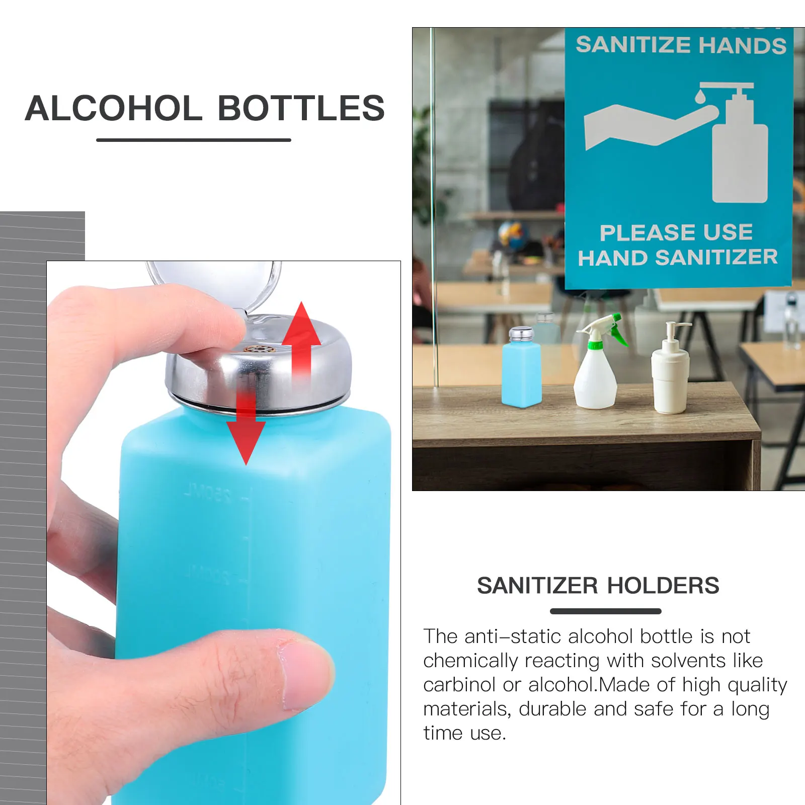 

2 Pcs Dispenser Push Alcohol Bottle Pump Bottles for Liquids Emulsion Nail Polish