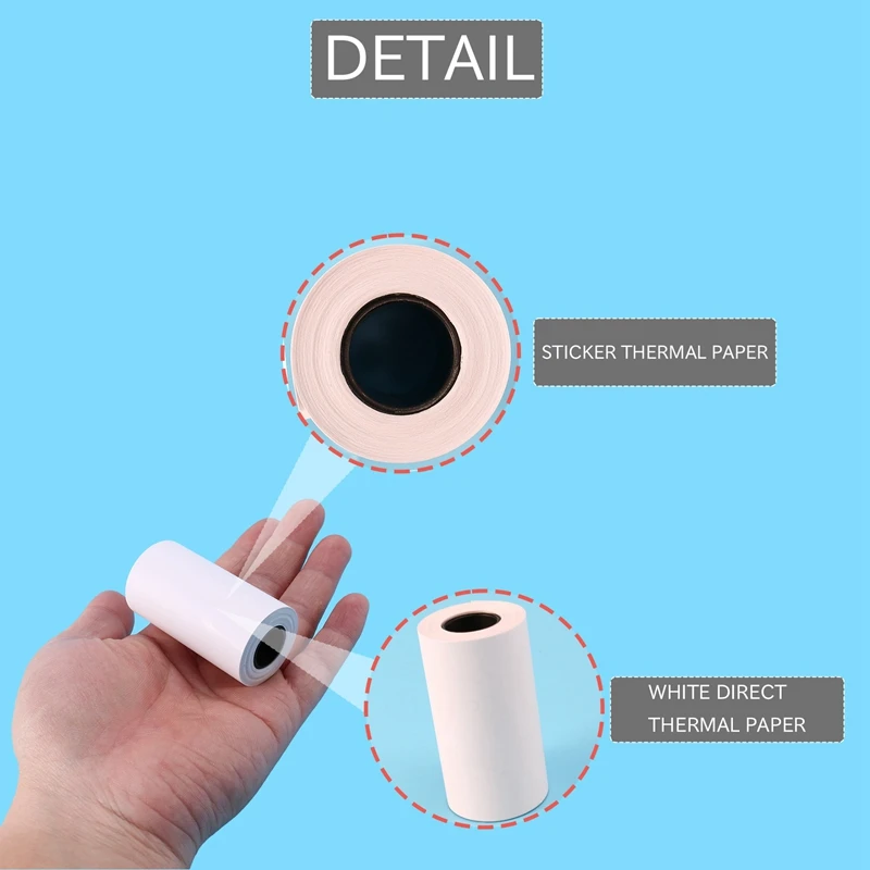 Printable Sticker Paper Blue On White Direct Thermal Paper Self-Adhesive 57 X 30Mm For PAPERANG Peripage Printer 12 Pack