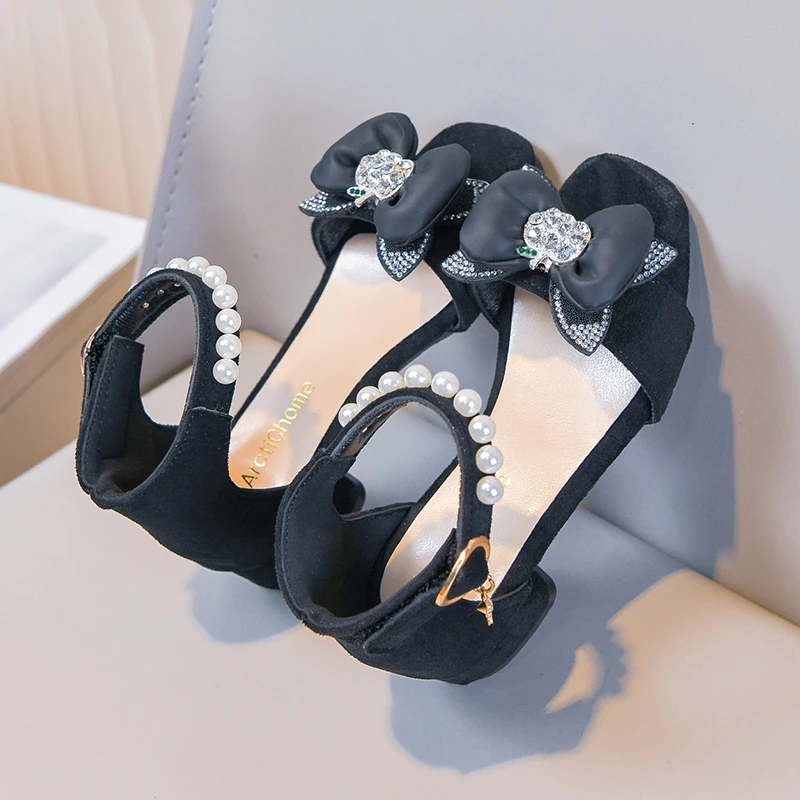 

Kids'Casual Shoes Sandals Sequin PU Leather Summer Shoes For Girls Hook and Loop Anti-slip Soft Bottom Red Black Size 27-38