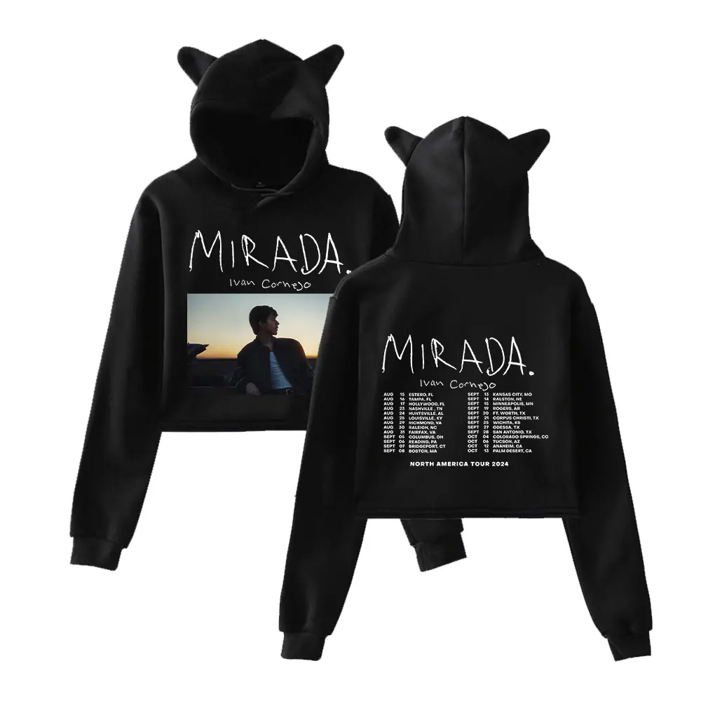 

Ivan Cornejo Mirada Tour 2024 Cat Ear Hoodie Women Long Sleeve Sweatshirts Casual Streetwear Crop Tops