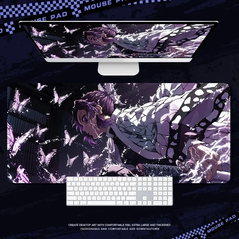 Alas Mouse Demon Slayer - XXL Alas Meja Gaming Anime dengan Desain Mitsuri & Shinobu Permukaan Anti Selip untuk Pengaturan PC (Edisi Fan Art)
