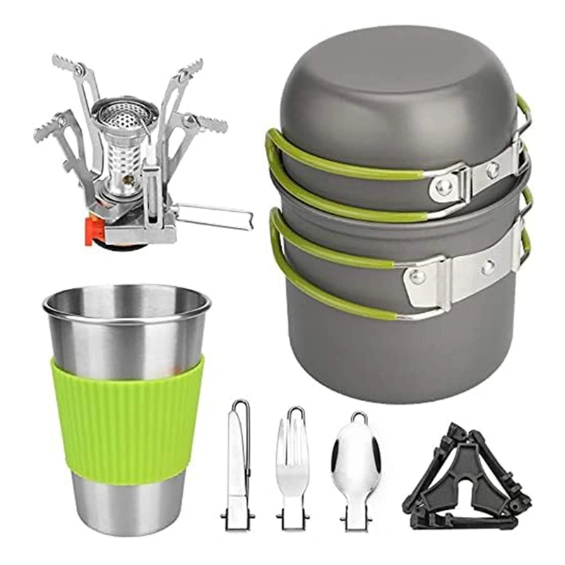 

Factory Price Hot Sale Custom Aluminum 1-2 People Backpacking Picnic Cooking Folding Outdoor Tableware Camping Cookware Set