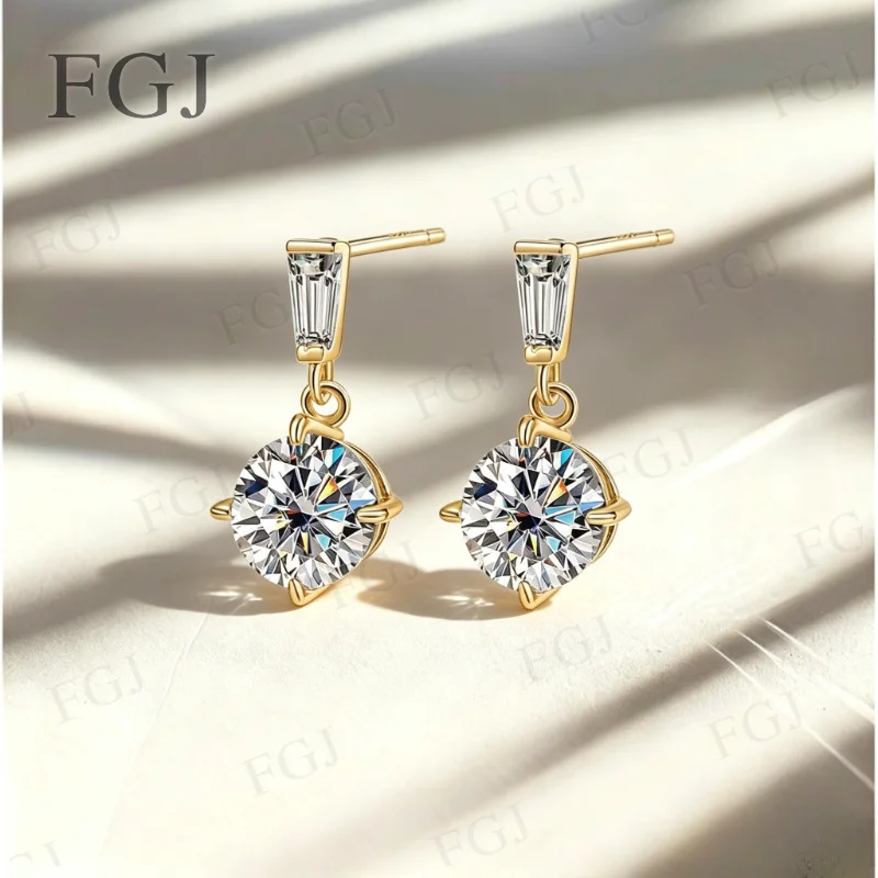 2ct Moissanite Earrings S925 Sterling Silver Ear Stud Women's Fashion Jewelry With Certificate Fine Jewelry Anniversary Gift