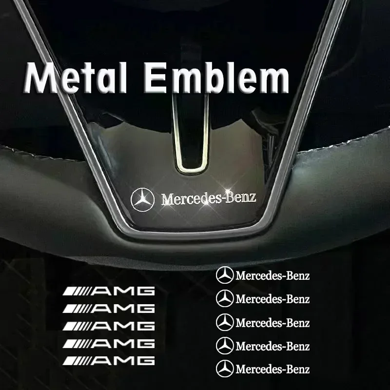 

Car Logo Stickers Metal Emblem Interior Random Stickers Steering Wheel Decal Metal Emblem for Mercedes W213 W204 Benz A B W212