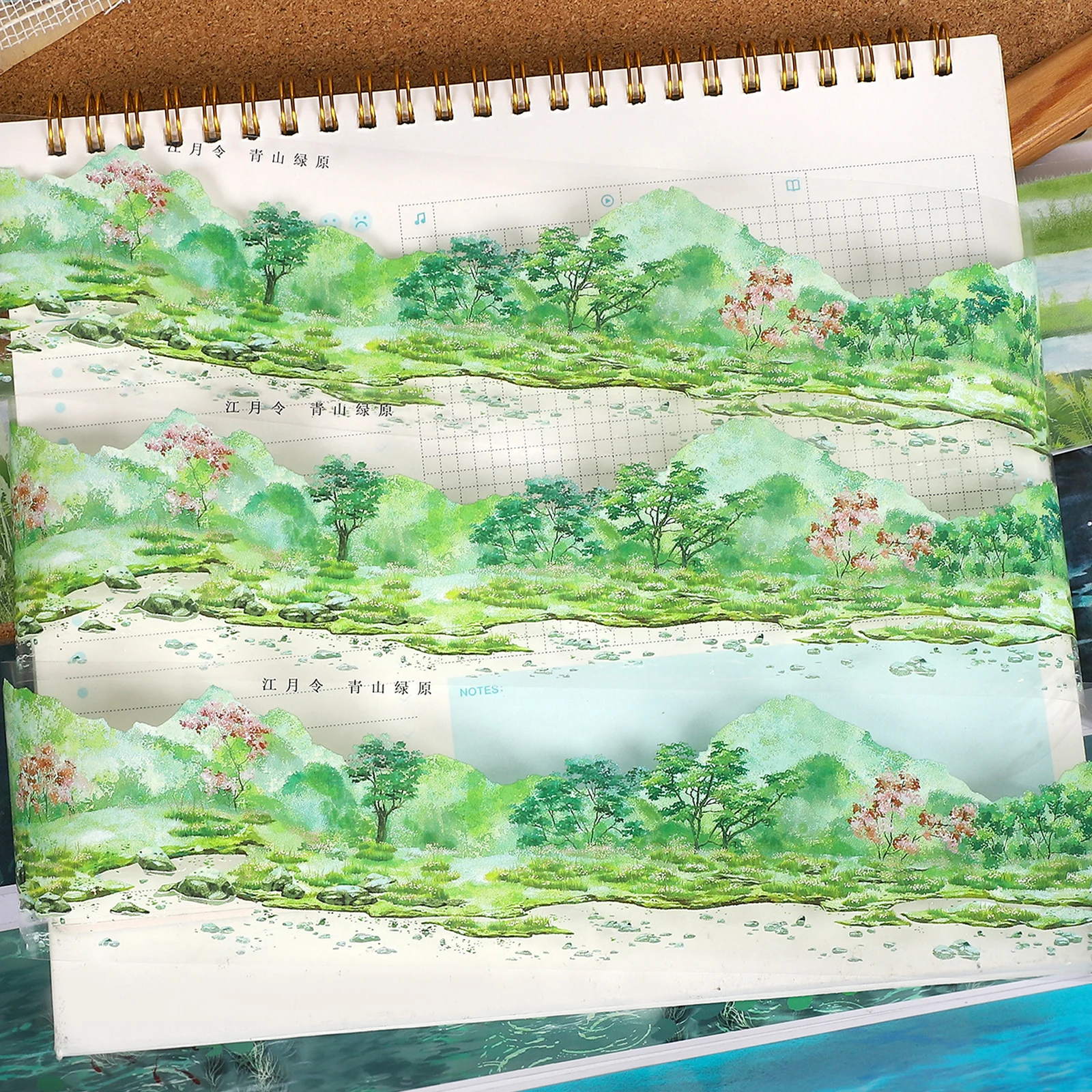 500 cm Vintage Pflanze Meer Teich Blitz Landschaft PET Band Kreative DIY Journal Material Collage Sammelalbum Schreibwaren