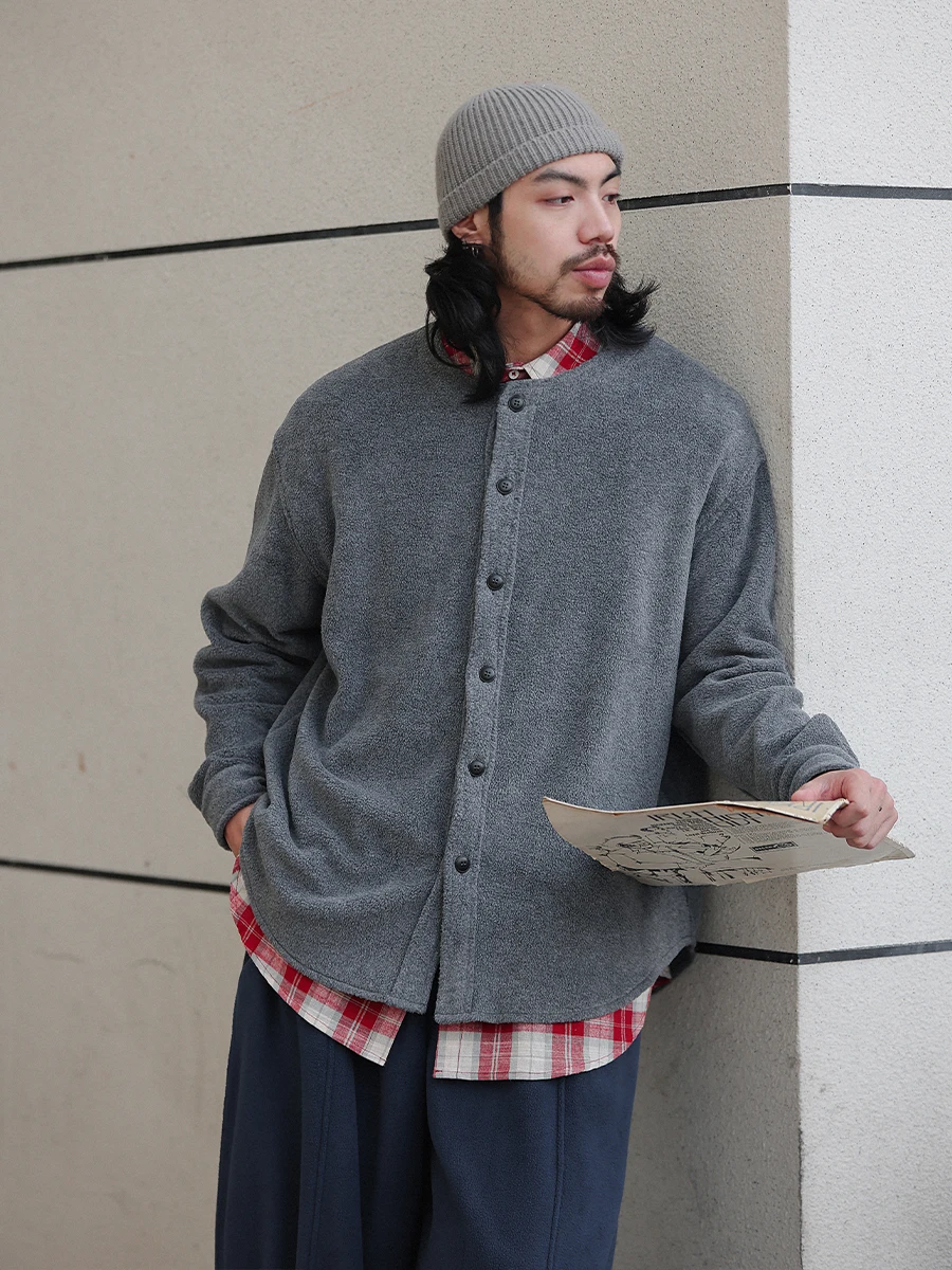 

Noears Autumn Winter Light ey Fce Lapel Jaet Vintage y oulder Drop Coat Loose Fit Long Sve Pure Color Outer...