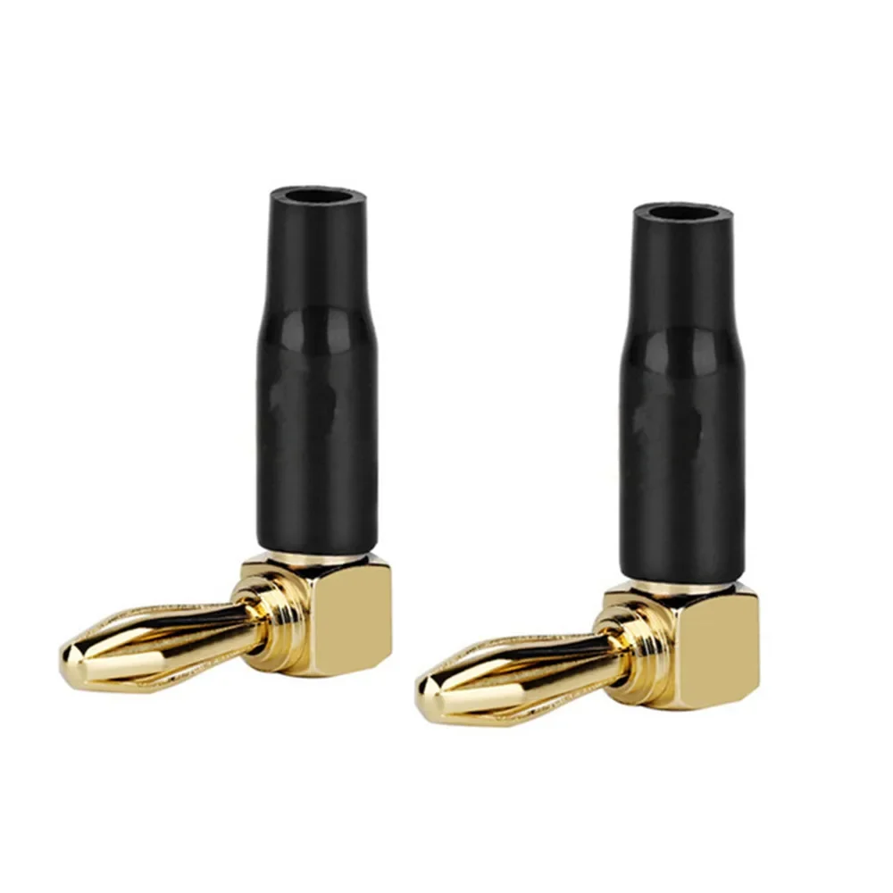 Speaker 90 Banana Plug Degree Audio Connector 6mm Solder Wire Connectors Gold Plated Speaker Terminals Jack Adapter Red Black