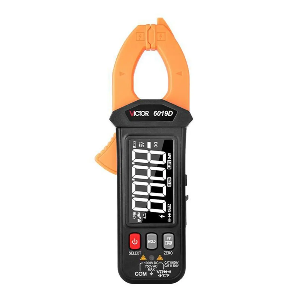 -[T264C Digital] VC6019D Mini Clamp Meter Rechargeable Digital Clamp Meter Auto Range AC DC Current Tester Ultra Thin Design