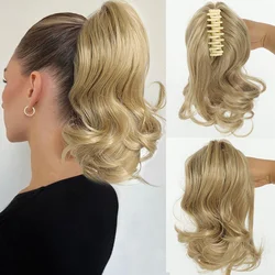 LUPU Synthetic Ponytail Extension Short Wave Curly Ponytail Clip in Claw Hair Extension Natural Synthetic Hairpiece for Women