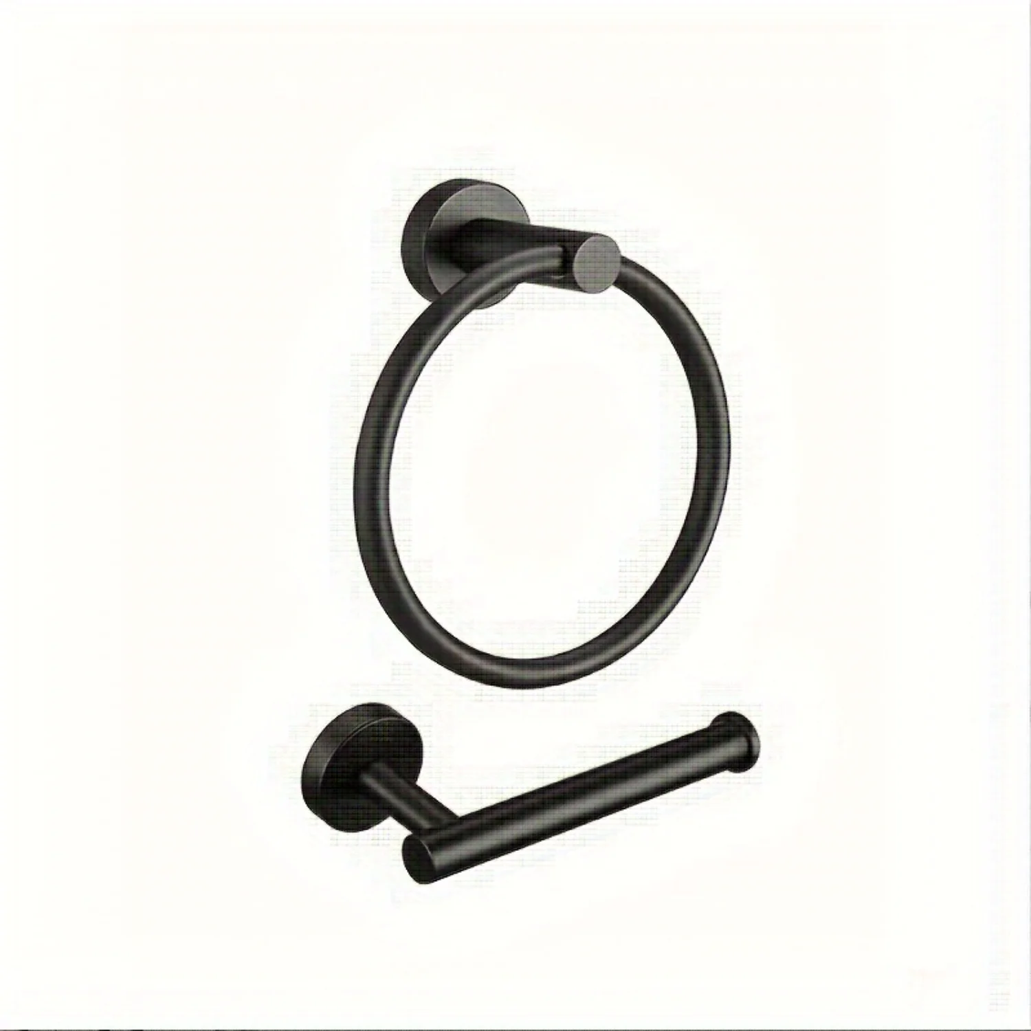 Matte Black SS Towel Ring & Toilet Paper Holder - 180° Swivel, Space-Saving, Durable, Rust-Resistant Bathroom Hardware - Easy I