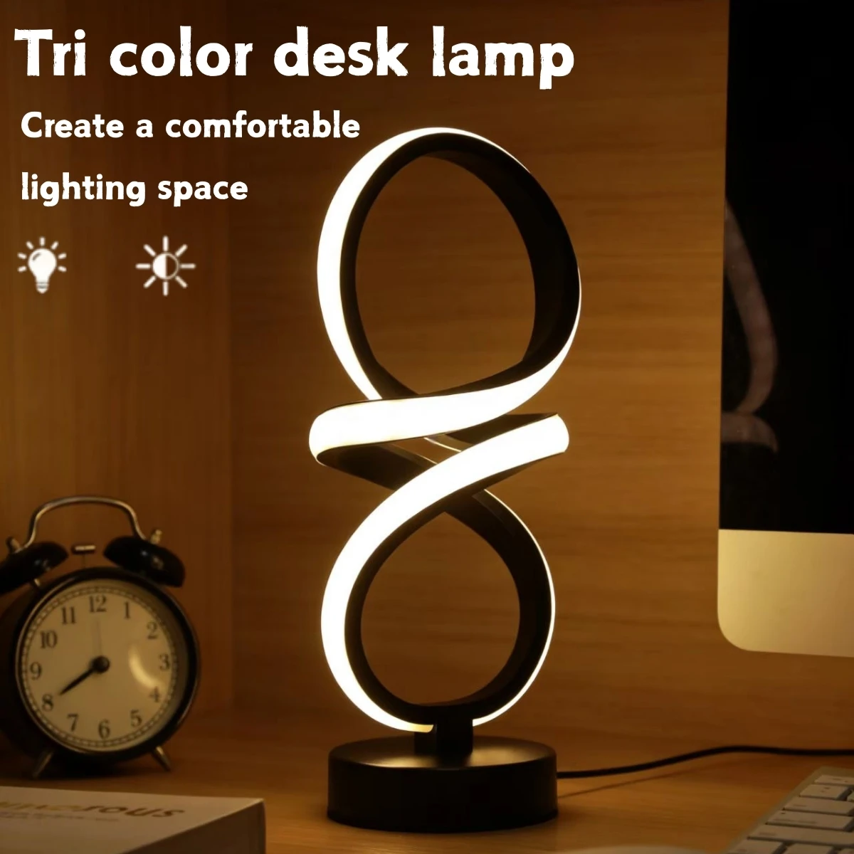 

Современная креативная светодиодная настольная лампа, подходит для спален, прикроватных тумбочек, офисов, настольная лампа с USB-подключением и кнопкой регулировки яркости.