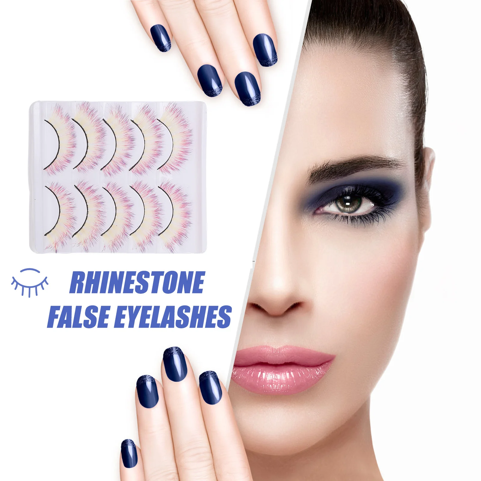 

5Pairs Colored Eyelashes Fashion Style Eye Makeup False Lashes Cosplay Halloween Party Makeup Fake Lashes Colorful