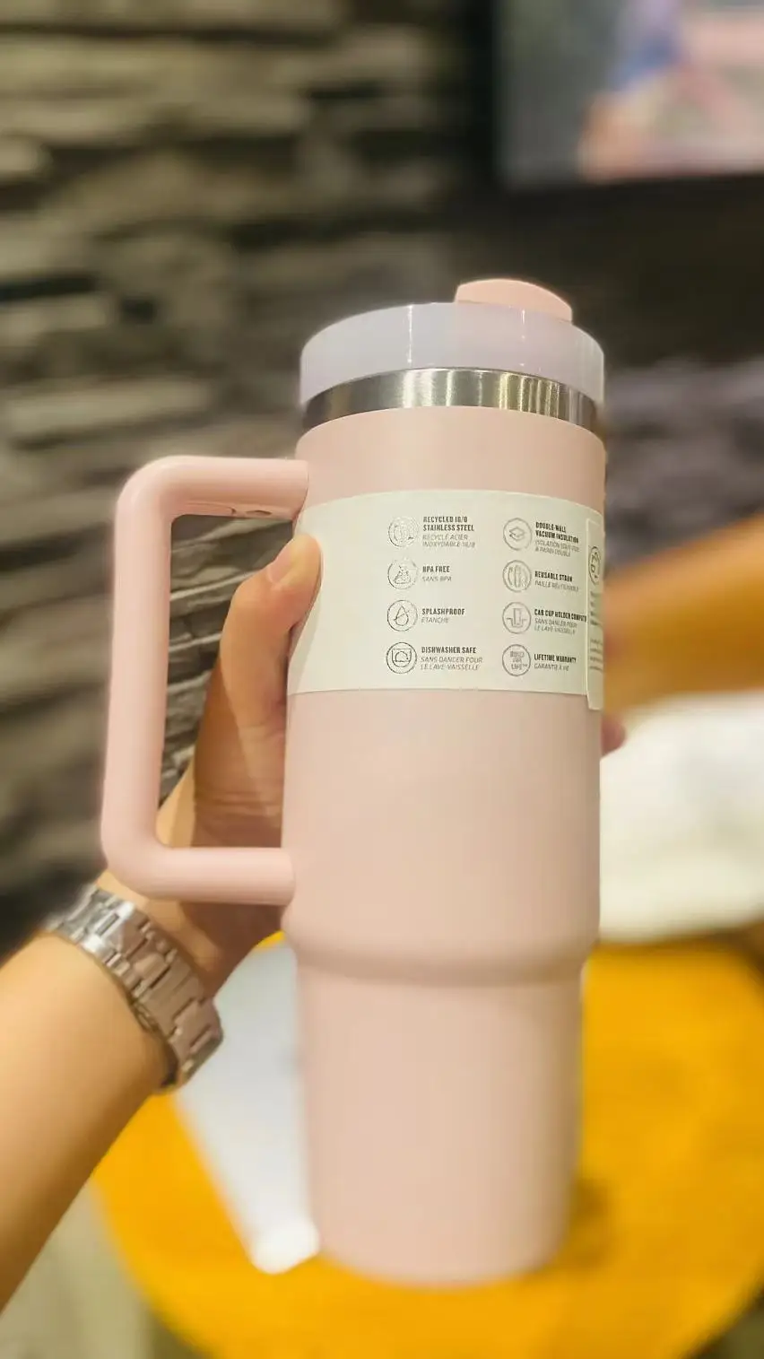 2024 30/40 oz 텀블러 컵, 빨대 자동차 여행 머그잔, 손잡이가 있는 스탠리 커피 텀블러 컵, 절연 스테인레스 스틸 뚜껑