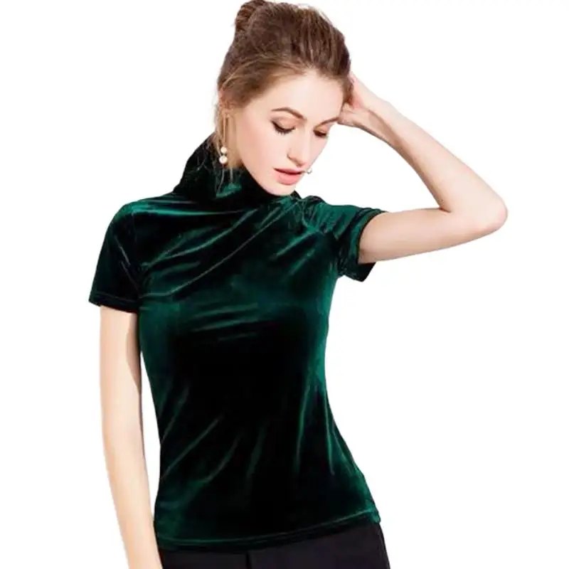 

Брендовые офисные женские велюровые футболки ярких цветов в японском стиле, водолазка в стиле хип-хоп, вечерние бархатные рубашки, топы, ropa de mujer camisetas