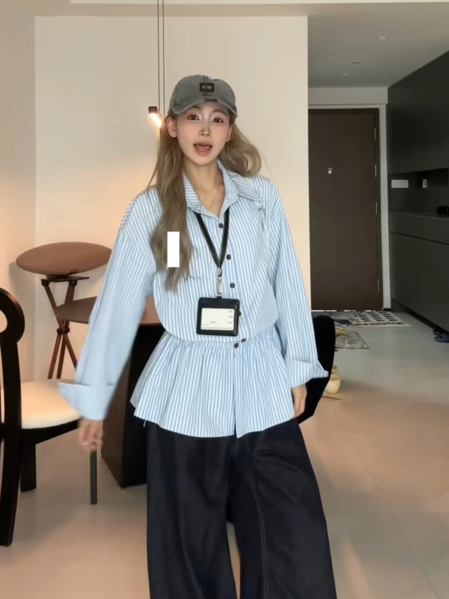 

Ретро-блузка в полоску с воротником, женская, для ранней весны, с изысканным кружевным подолом, миди, с завышенной талией, корейский стиль, с длинными рукавами, для повседневной носки