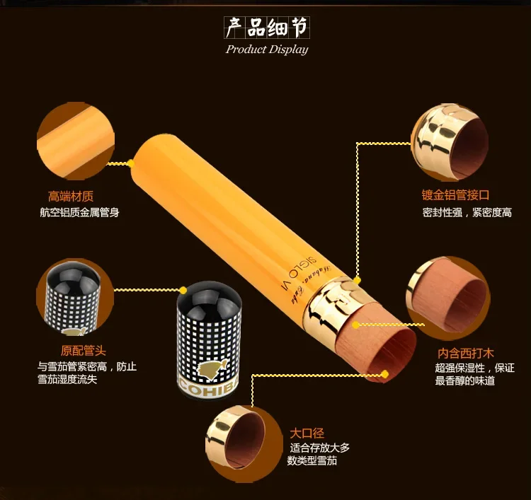 Cohiba cigar tube Cohiba accessories ultra-light aviation material cedar wood interior super moisturizing to maintain fragrance