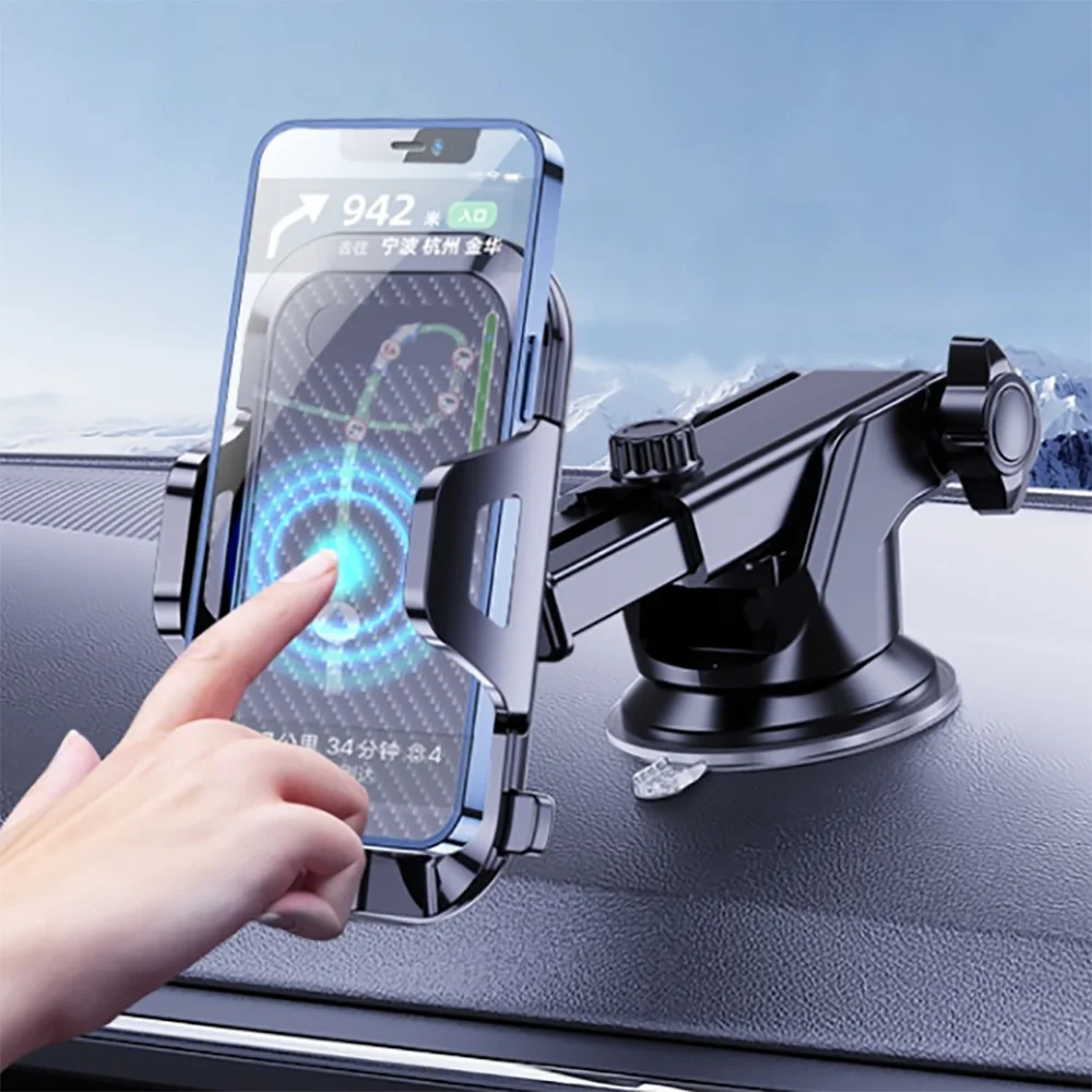 Car Phone Kickstand Extendable Long Arm Suction Bracket Lazy Driving Phone Mount Auto Lock Car Holder Driving Navigation Bracket