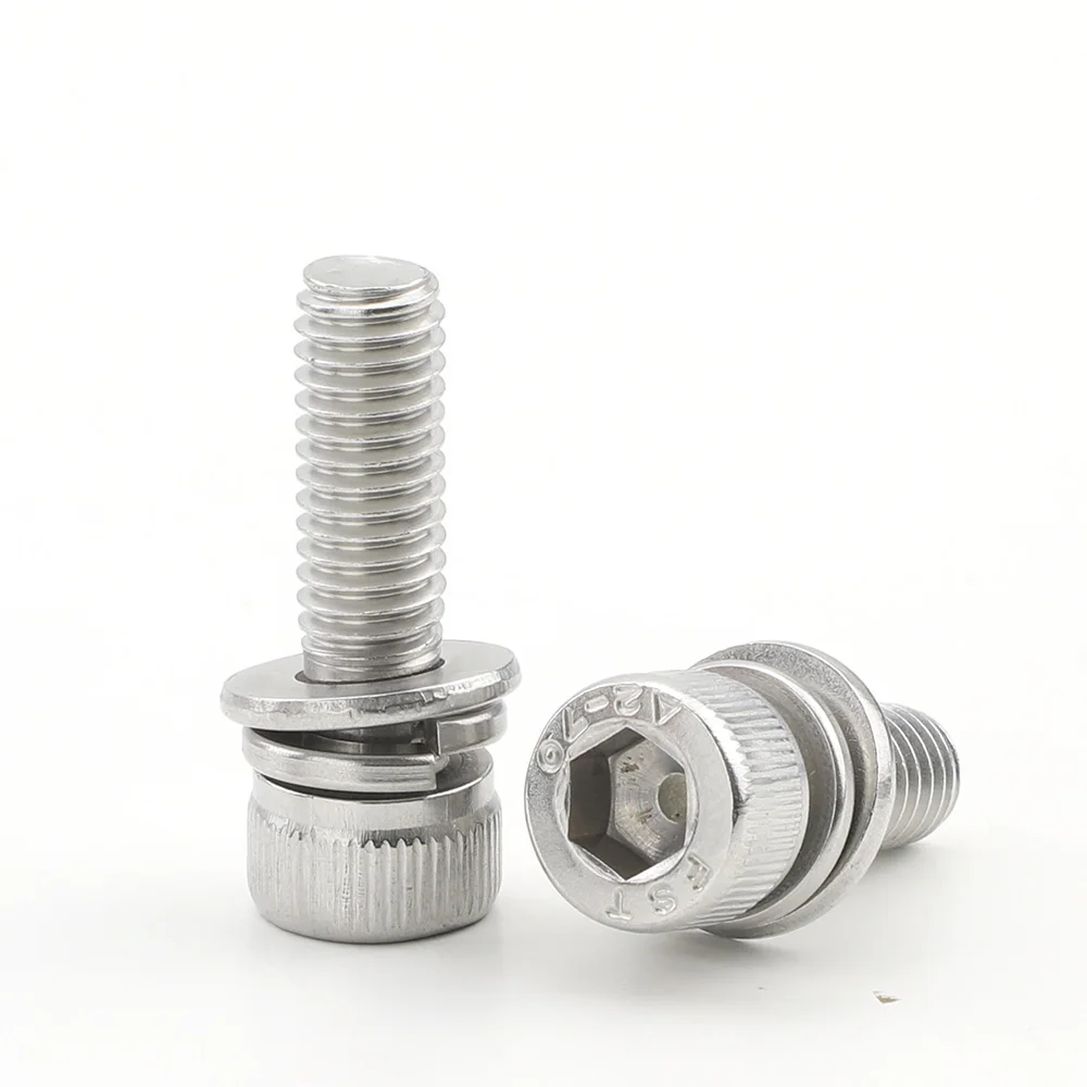 5/10/20pcs Hex Socket Head Cap Sems Screw with Washer M3 M4 M5 M6 M8 Stainless Steel Metric Allen Head Combination Screw
