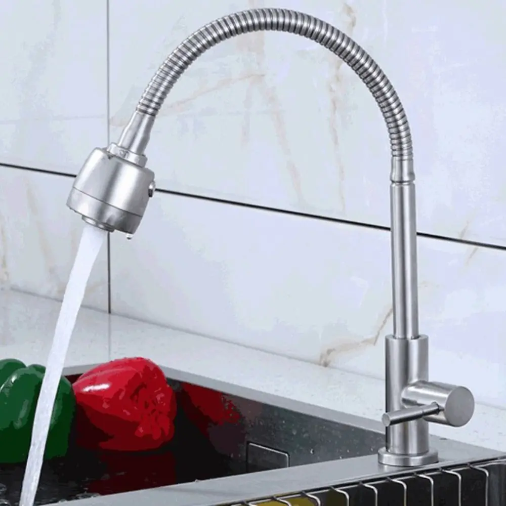 

Вращающийся кухонный смеситель с регулируемым режимом, универсальный одинарный смеситель для холодной воды, монтируемый на палубе, раковина из нержавеющей стали, кран для воды, балкон