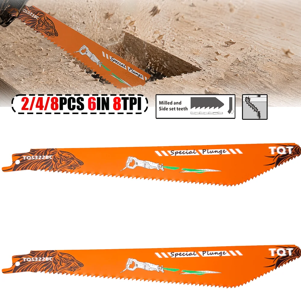 228mm S-Schaft Säbelsägeblatt für Holz, 3mm Zahnabstand Grobschnitt-Sägeblatt, Universelles Vierkantloch-Sägeblatt für Schnelles Holzschneiden