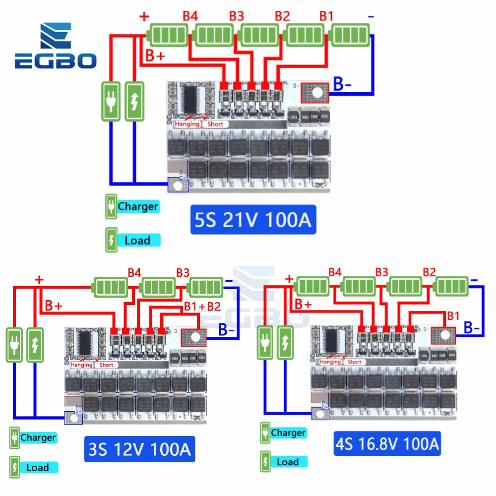 3s 4s 5s Bms 12v 16.8v 21v 3.7v 100a Lmo trójskładnikowy obwód pokrywa baterii litowej i-polimerowe ładowanie balansowe