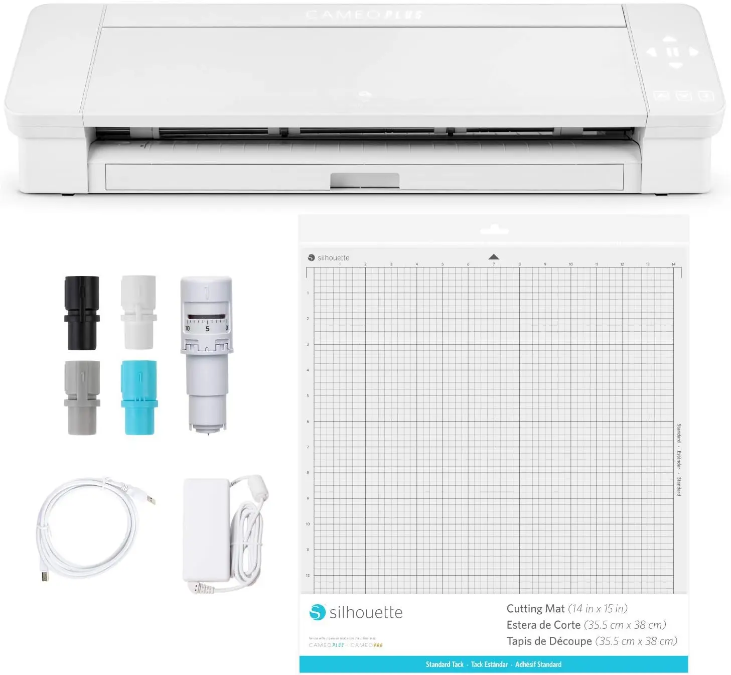 15 Inch Version - 15" Cutting Mat, Power cords, Built in Roll Feeder, Silhouette Studio Software