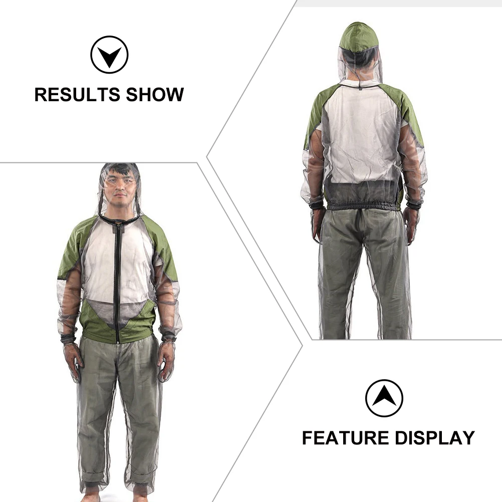 

1 set 1 Set Anti Mosquito Hooded Suit Grey Outdoor Sun Protection Clothing Lightweight Breathable Camping Costume For Fishermen