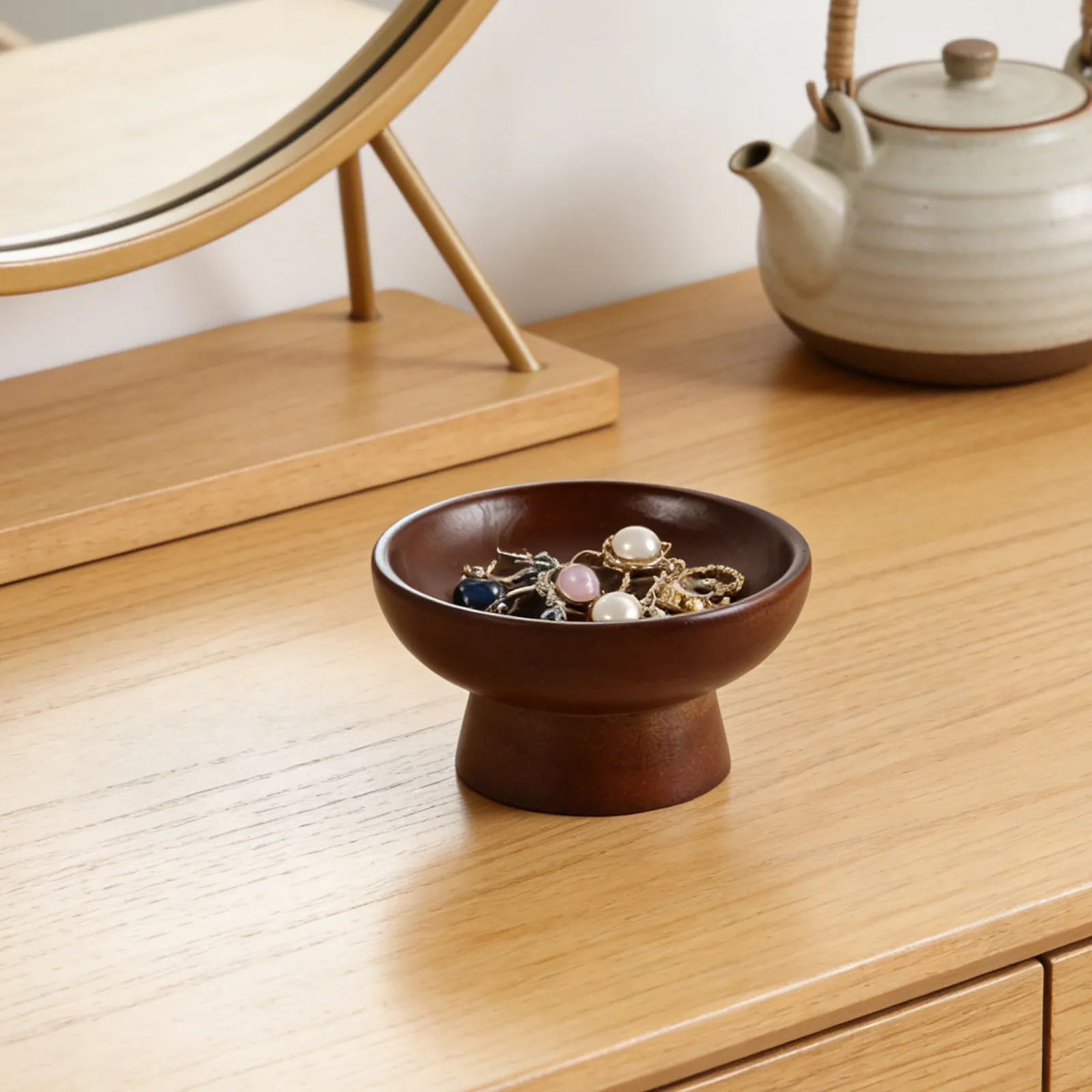 

Wooden Jewelry Tray Natural Solid Wood Bracelet Necklace Organizer Small Jewelry Dish for Rings Earrings Watch Vanity Table