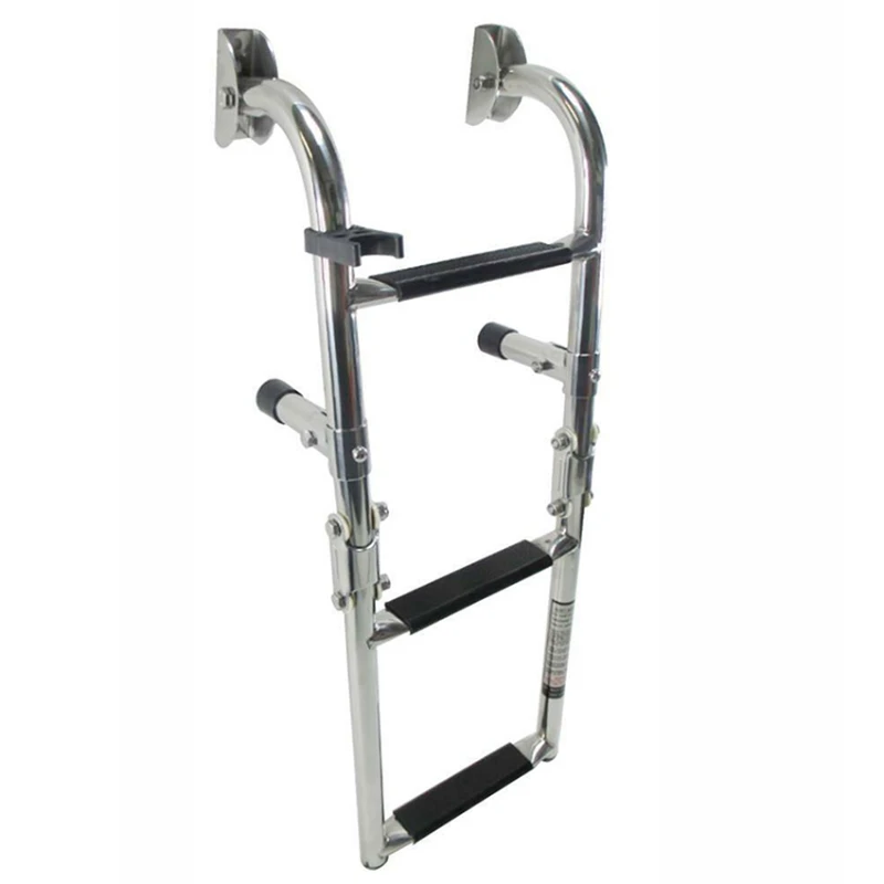 Marine Stainless Steel Telescopic Ladder 3 Step Boarding Ladder Under Platform Ladder Yacht Boat Accessories Step Folding Ladder