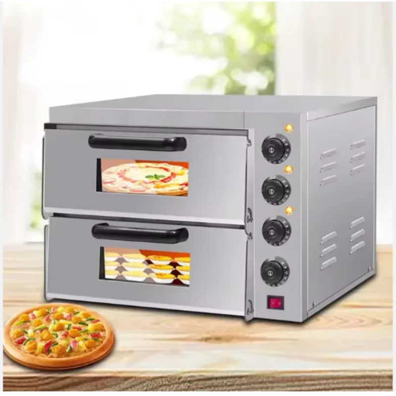 

Commercial 2-Deck Pizza Oven with Stone, Electric Desktop Model for Commercial Kitchen