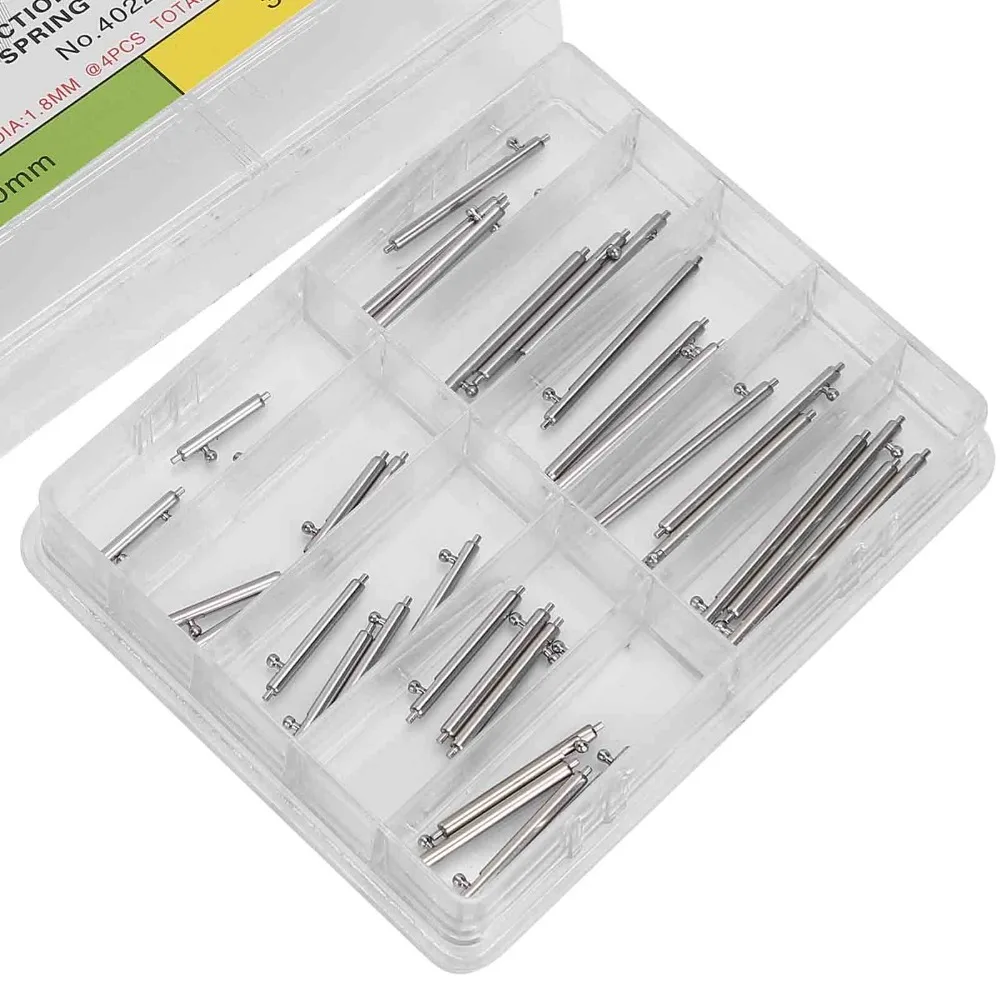 Versatile Silver Spring Bar Set Stainless Steel Multiple Sizes Watch Strap Pins Watchband Spring Bar Link Replacement