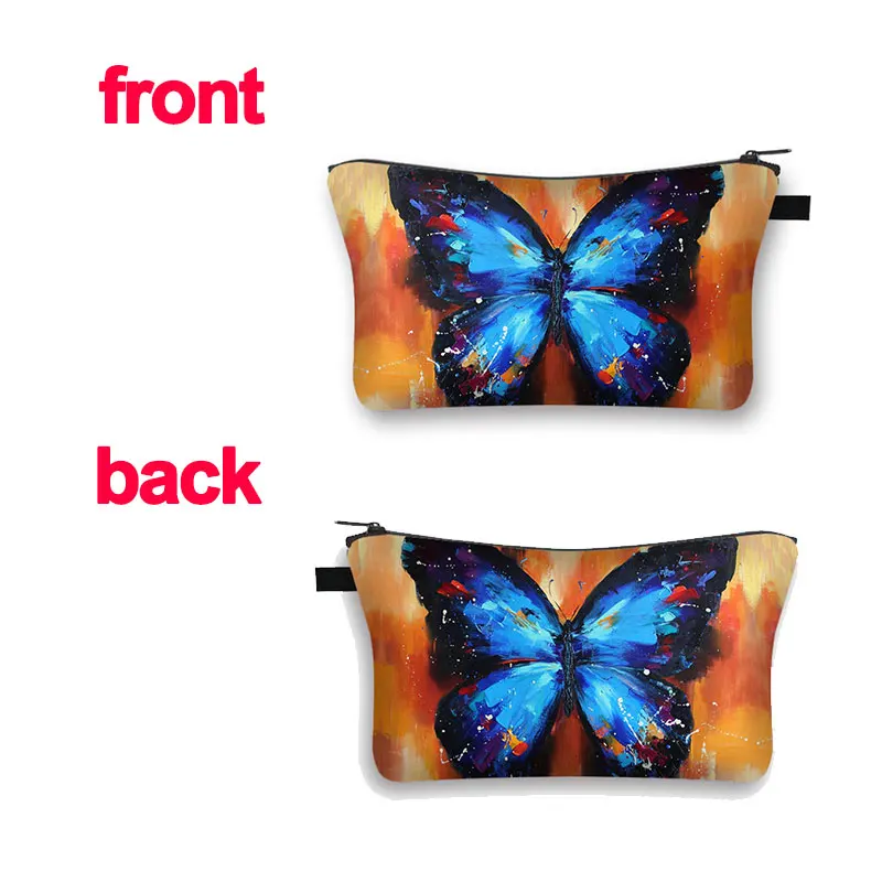 Sac de maquillage imprimé papillon pour femmes, sacoche de voyage Portable et délicat pour filles, trousse de toilette nécessaire