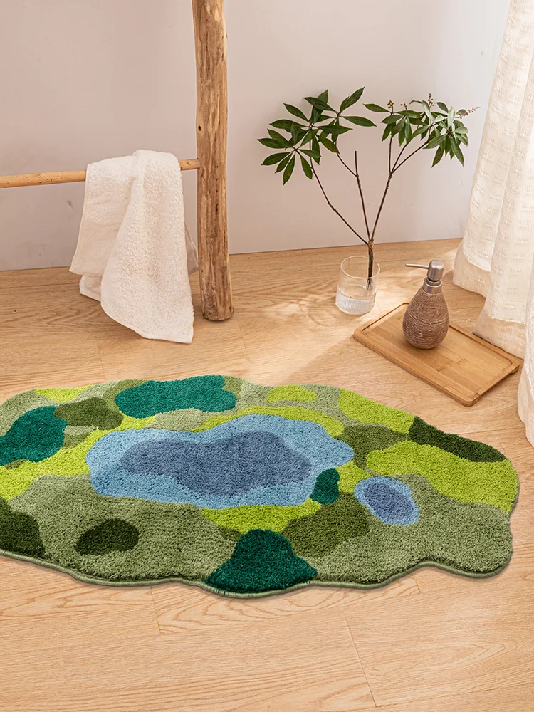 Modern Design 3D Moss Living Room Area Rug Green Moss Soft Carpet Bedroom Bedside Floor Mat Anti-slip Balcony Hallway Home Rugs