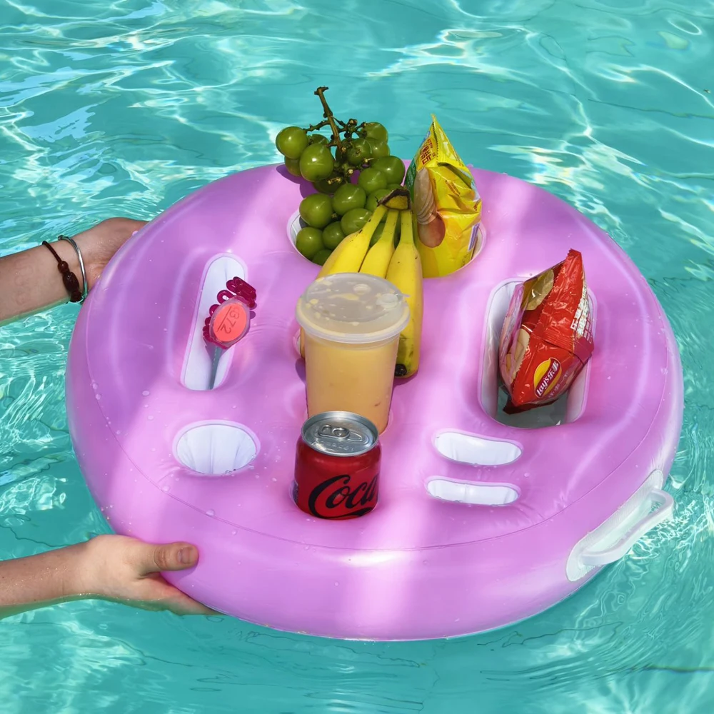 Inflatable Pool Float Cup Holder Summer Beach Drink Tray Cooler Table for Family Party Water Toy