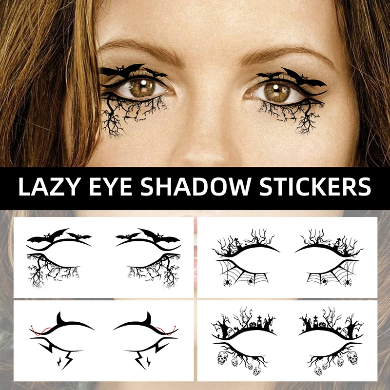 1/2/3/4/5/20PCS Set Halloween Eye Makeup Stickers Temporary Tattoos Sticker for Women Halloween Party Bat Spider Face Waterproof