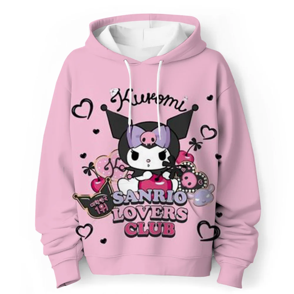 Cartoon Hello Kitty Children's Hoodie Outdoor Casual Sports Shirt Kuromi Tops Soft Kids Clothing Girls' Baby Autumn/Winter Wear