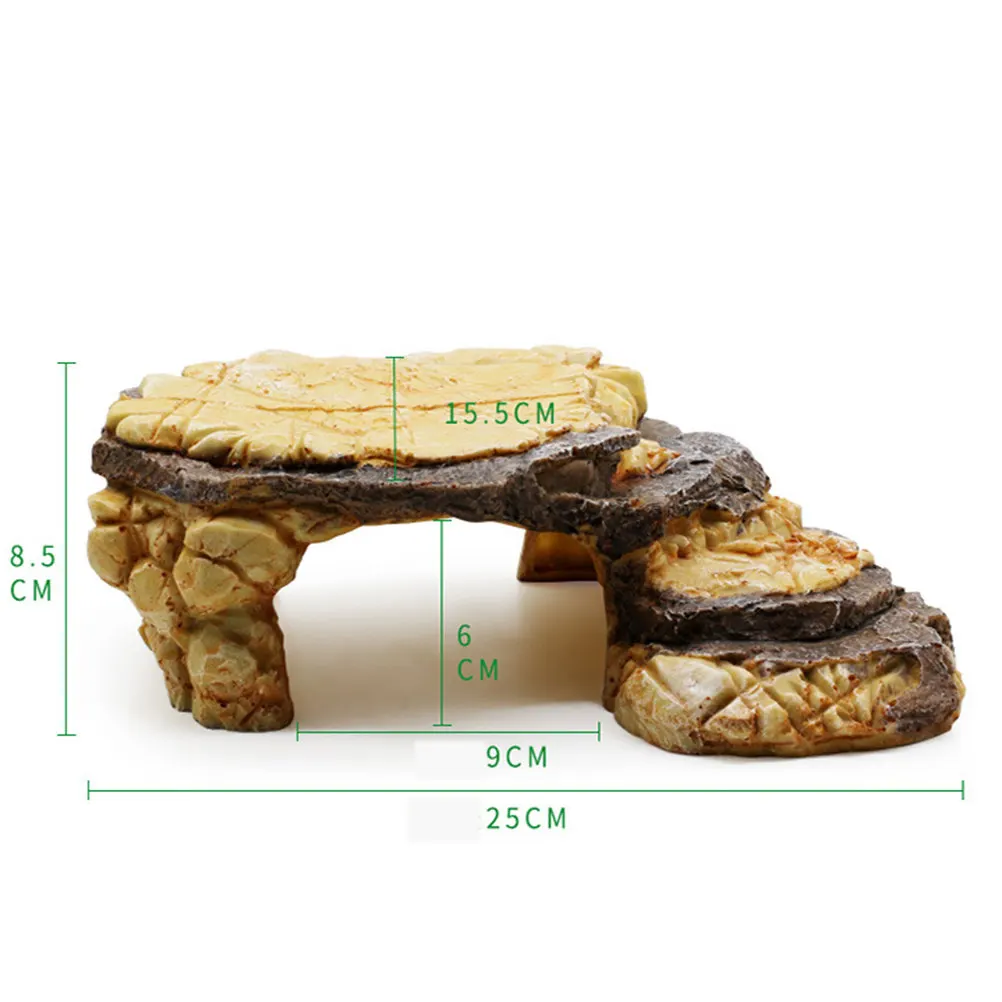

Large Turtle Basking Platform Resin Reptile Terrace Ladder Aquarium Tank Decoration for Turtle Habitat Landscape