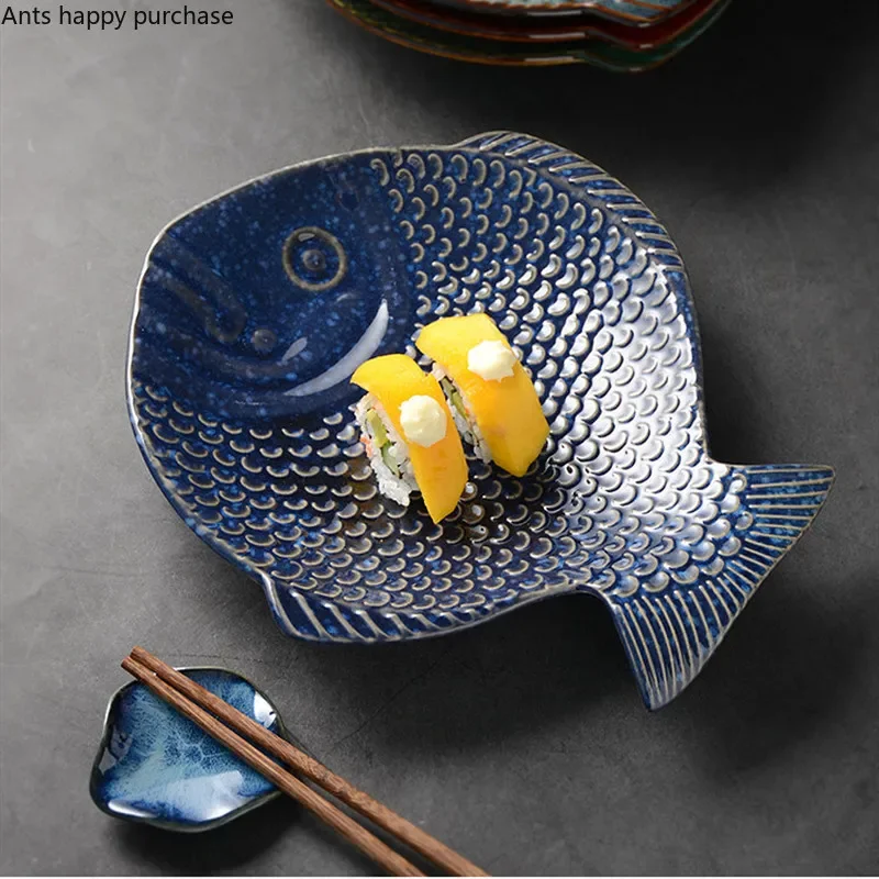 Fish Shape ceramic Dinner Plate Sushi Plates Fruit Tray Salad bowl Soup plate Steak plates Sashimi disc Dessert bowl snack dish