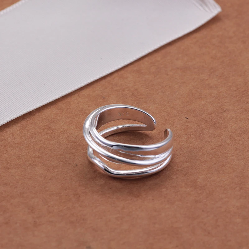 

925 Sterling Silver Simple Double-layer Plain Circle Retro Ring Fashionable And Personalized Temperament Suitable For Women
