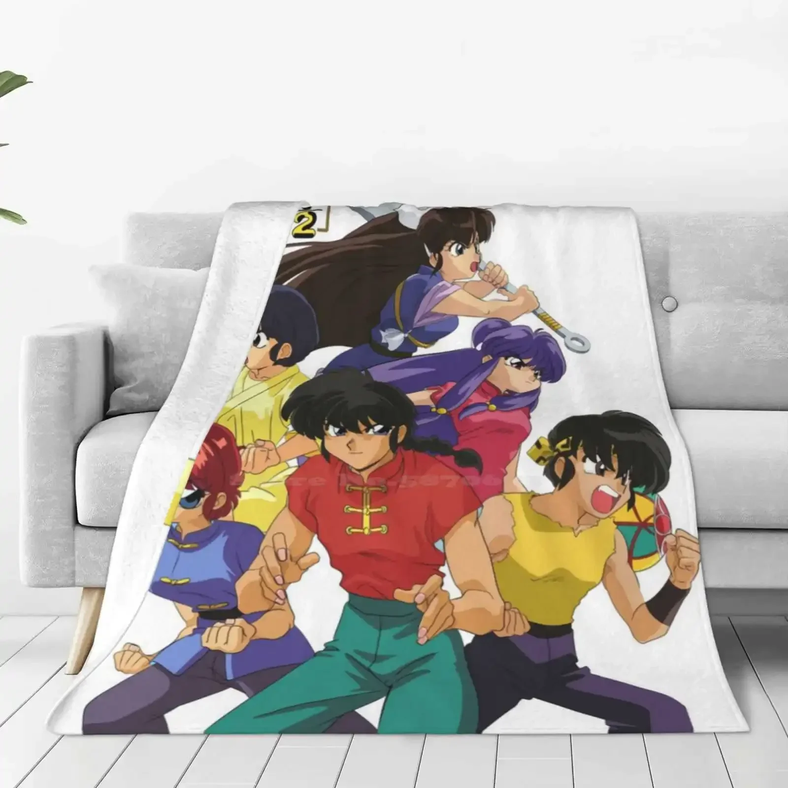 Ranma Group Fight Trend Style Funny Fashion Soft Throw Blanket Ranma Akane Shampoo Ran Chan Ukyo Ryoga Nabiki Kasumi Soun Genma