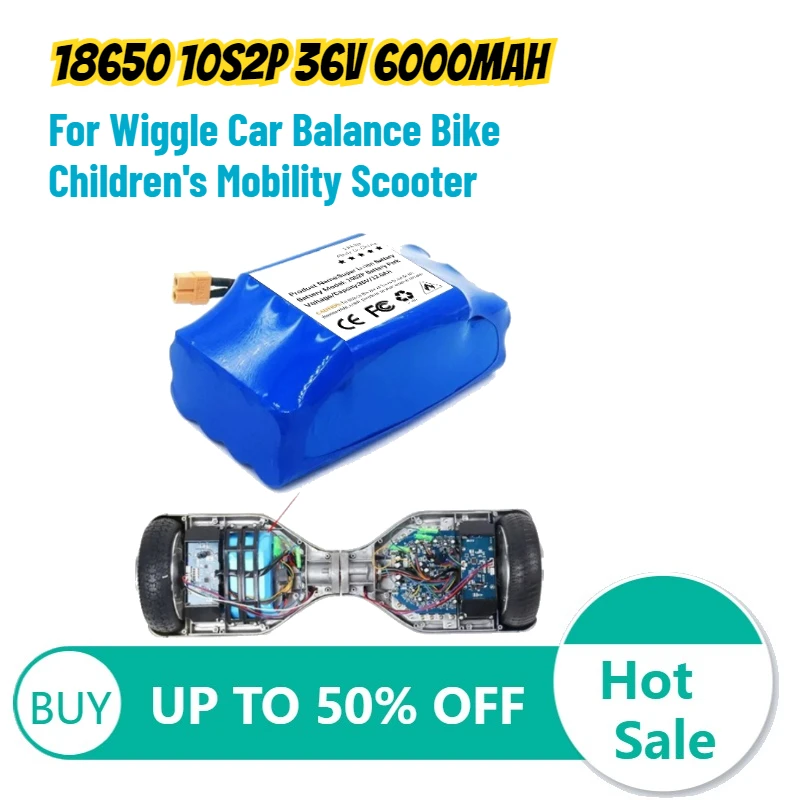 

18650 10S2P 36V 6000mAh Lithium Battery for Wiggle Car Balance Bike Scooter Children's Mobility Scooter Rechargeable Battery
