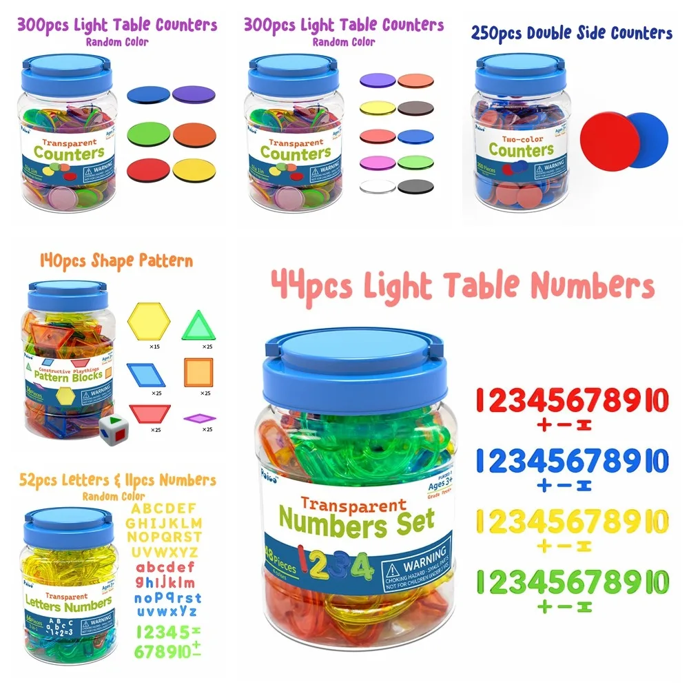 Alphabet Montessori Light Table Toys Numbers Storage Cans Number Montessori Toys Shapes Colorful Letters Numbers Aids