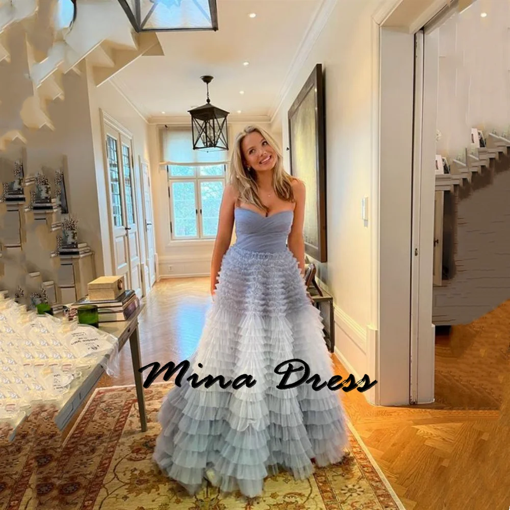 

Mina Customized Backless Evening Dresses Woman Elegant Party Dresses 2024 for Wedding Dress Strapless Sleeveless Layered Prom