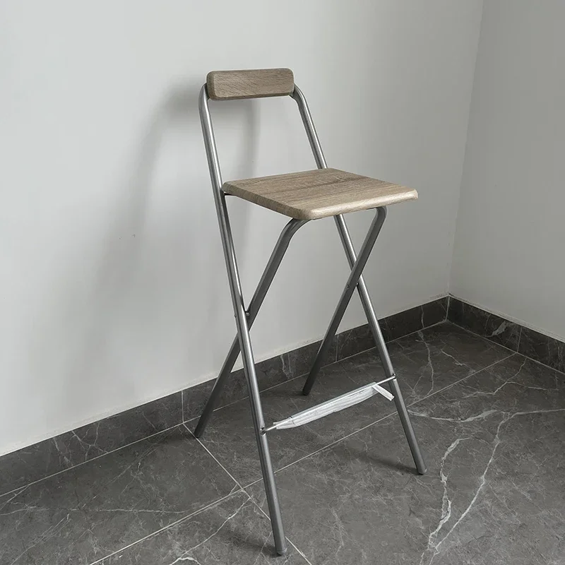 Folding Chair with Backrest Bar Chairs Household Creativity Convenient Storage High Stool Modern Minimalism Counter Seat